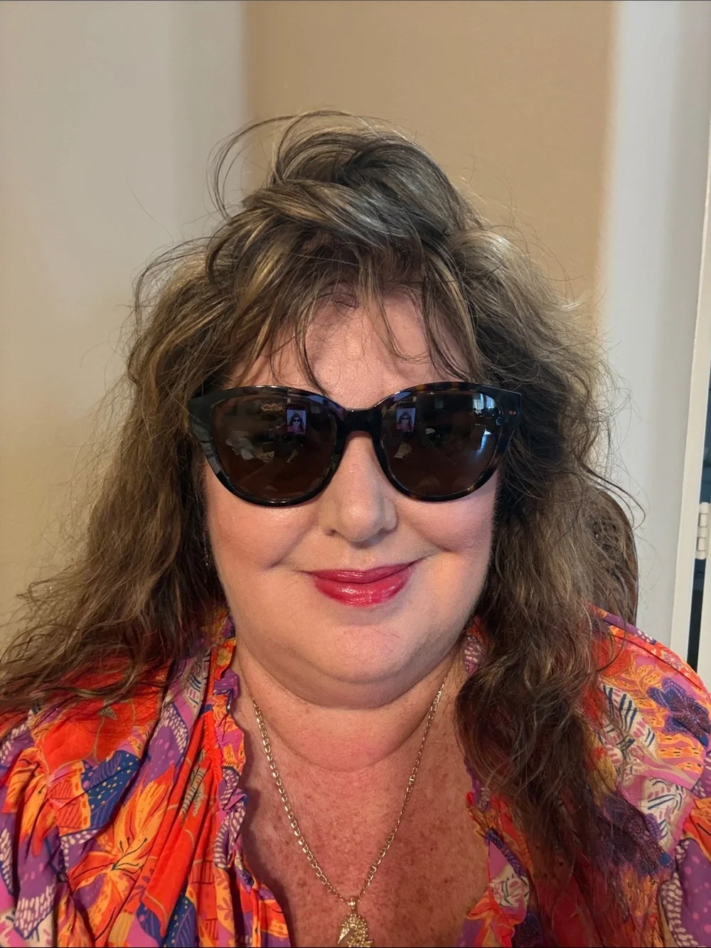 Tory Burch Tortoiseshell Sunglasses with Orange Logo Case